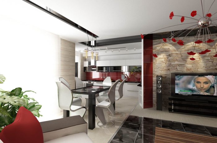Дизайн кухни совмещенной с гостиной - 80 фото-идей
