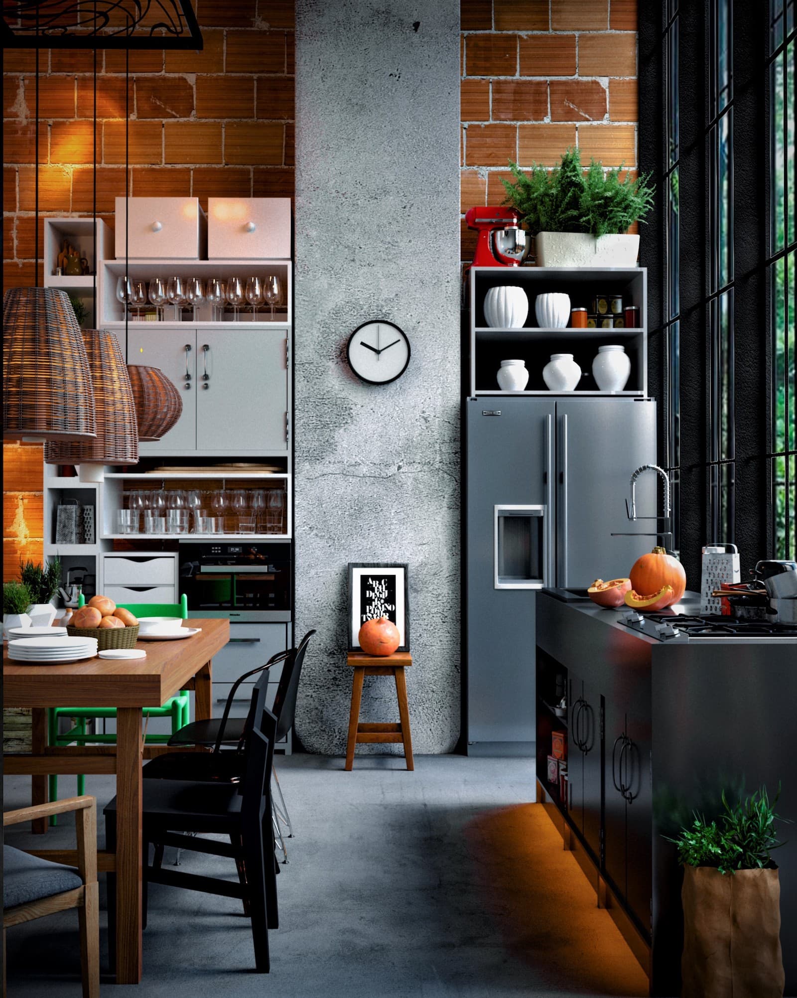 Идеи интерьера кухни в стиле лофт - 80 фото