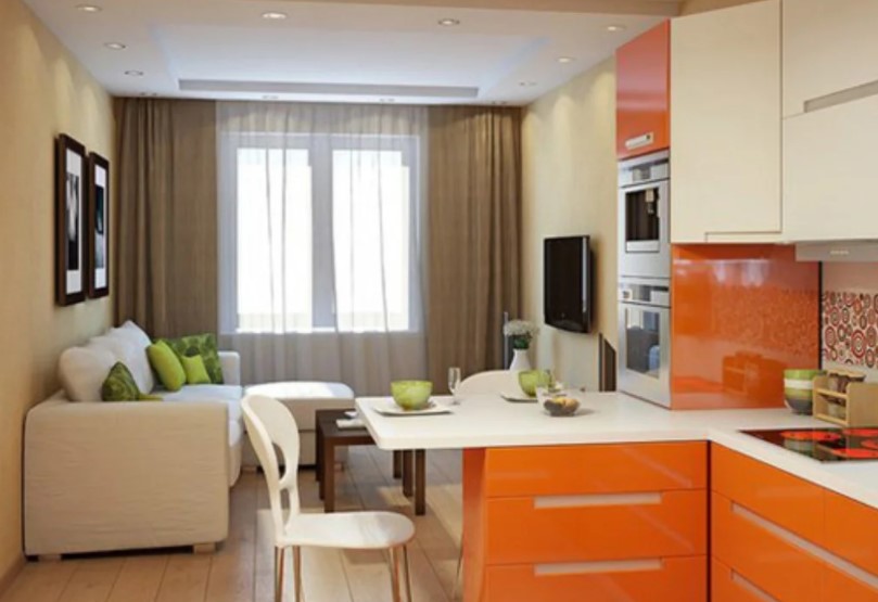 Дизайн кухни с диваном и телевизором - 55 стильных идей