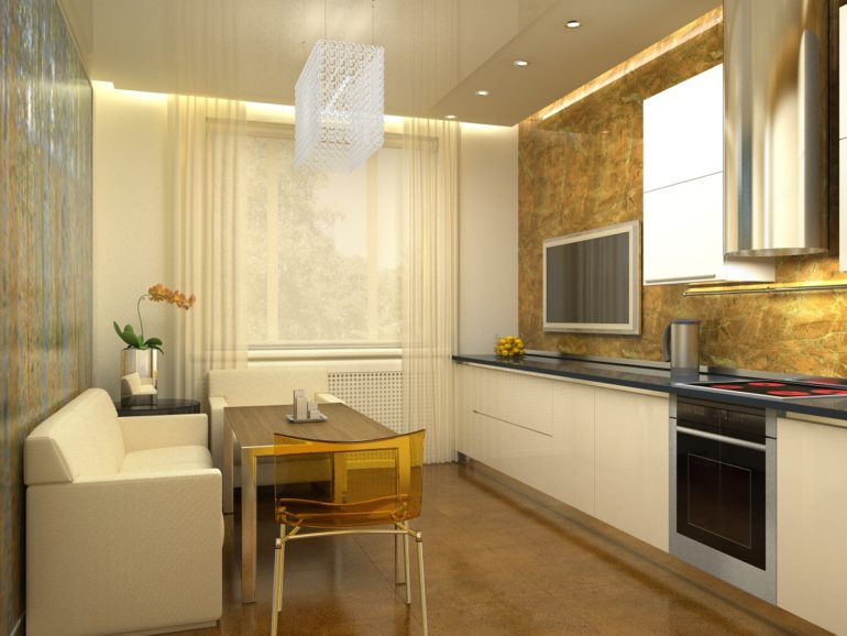 Дизайн кухни с диваном и телевизором - 55 стильных идей