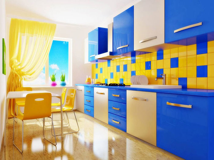 Дизайн синей кухни в современном стиле