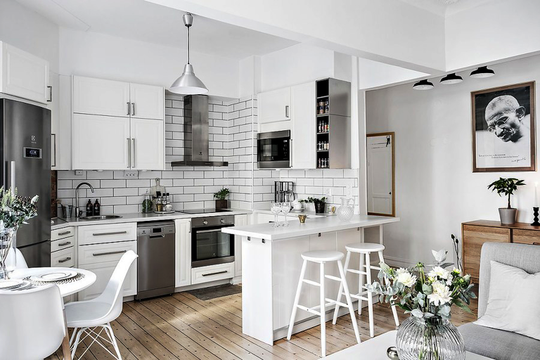 Дизайн кухни гостиной в частном доме - современные идей (70 фото)