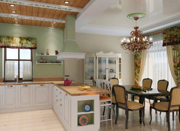 Дизайн кухни-столовой в доме:  кухни - лучшие проекты интерьера